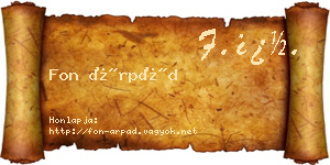 Fon Árpád névjegykártya