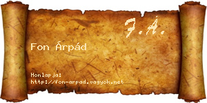 Fon Árpád névjegykártya